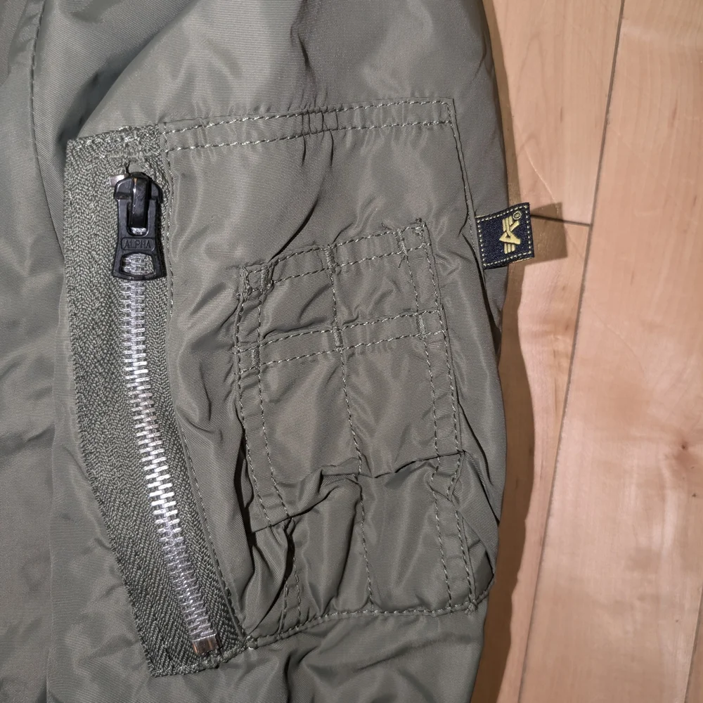 Alpha Industries L2B Scout Olive Green Bomber Jacket with Orange Lining - Picture 2 of 5